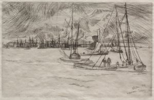 Amsterdam från Tolhuis, 1863. av James Abbott McNeill Whistler