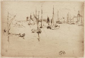 Pråmar, Dordrecht, 1884. av James Abbott McNeill Whistler