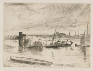 Battersea Dawn Cadogan Pier, 1863. av James Abbott McNeill Whistler