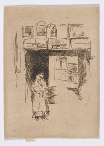 Bird Shop-Seven Dials, ca 1886-88 (etsning; bläck på papper) av James Abbott McNeill Whistler