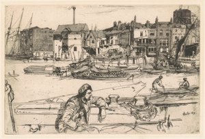 Black Lion Wharf, 1859. av James Abbott McNeill Whistler