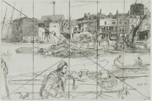 Black Lion Wharf, 1859. av James Abbott McNeill Whistler