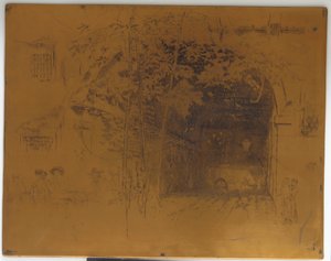 Annullerad tryckplåt för The Traghetto, nr 2, 1879-1880. av James Abbott McNeill Whistler