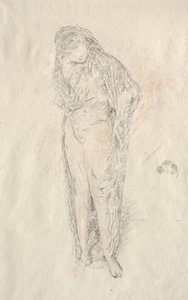 Draperad figur stående. av James Abbott McNeill Whistler