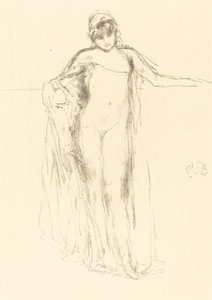 Draperad modell, stående, 1893. av James Abbott McNeill Whistler