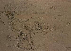 Draperad figur liggande (litho) av James Abbott McNeill Whistler
