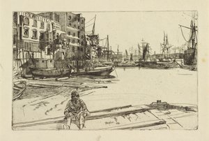 Eagle Wharf Tyzac Whiteley och Co., 1859. av James Abbott McNeill Whistler
