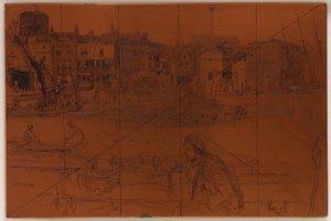 Etsningsplatta: Black Lion Wharf, 1859. av James Abbott McNeill Whistler