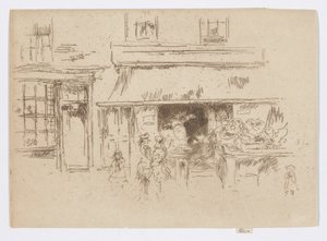 Exeter Street, ca 1886-88 (etsning; bläck på papper) av James Abbott McNeill Whistler