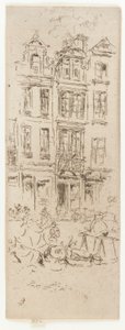 Blomstermarknad, Bryssel, 1887. av James Abbott McNeill Whistler