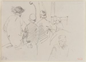 Fyra män ombord på en båt, 1858. av James Abbott McNeill Whistler