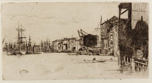 Free Trade Wharf, 1877. av James Abbott McNeill Whistler