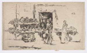 Grönsaksaffär, Paris, ca 1892-93 (etsning; bläck på papper) av James Abbott McNeill Whistler