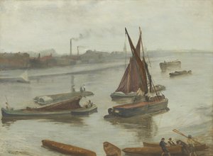 Grå och silver: Old Battersea Reach av James Abbott McNeill Whistler