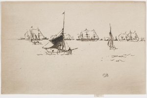 Hennes Majestäts flotta: Afton, 1887. av James Abbott McNeill Whistler