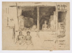 Melon Shop, Hounsditch, ca 1886-88 (etsning; bläck på papper) av James Abbott McNeill Whistler
