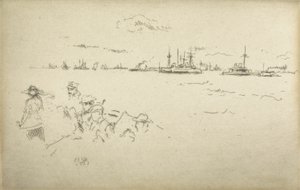 Monitors, from a set of twelve etchings entitled The Naval Review, 1887  av James Abbott McNeill Whistler