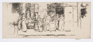 Tidningsstånd, Rue de Seine, ca 1892-93 (etsning; tusch på papper) av James Abbott McNeill Whistler