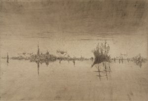 Nocturne, 1879-80 (etsning och torrnål) av James Abbott McNeill Whistler