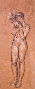 Naken med ett parasoll, ca 1868 (vit & svart krita på papper) av James Abbott McNeill Whistler