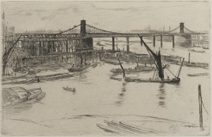 Old Hungerford Bridge, 1861 (etsning på papper) av James Abbott McNeill Whistler