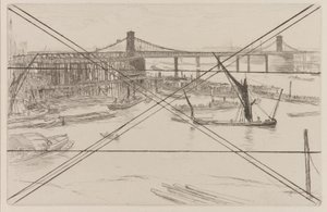 Old Hungerford Bridge, 1861. av James Abbott McNeill Whistler