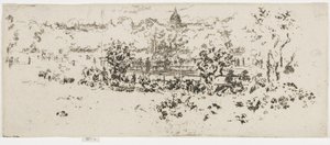 Pantheon, Luxemburgs trädgård, ca 1892-93 (etsning på papper) av James Abbott McNeill Whistler