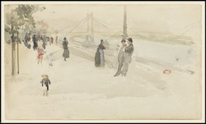 Rosa och silver - Chelsea, the Embankment, c.1885 av James Abbott McNeill Whistler