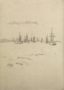 Return to Tilbury, from a set of twelve etchings entitled The Naval Review, 1887  av James Abbott McNeill Whistler