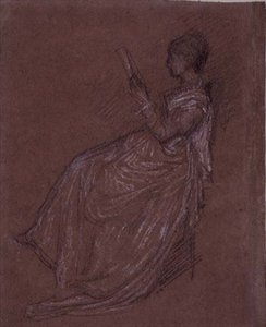 Sittande Lady Reading, studie åt Mrs Layland (pastellkrita på papper) av James Abbott McNeill Whistler