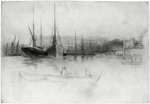 Ångbåtar utanför tornet, 1875 1904. av James Abbott McNeill Whistler