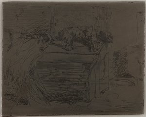 Hunden på kenneln, 1858. av James Abbott McNeill Whistler