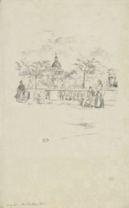 Pantheon, från terrassen i Luxembourgträdgården av James Abbott McNeill Whistler
