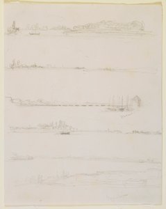 Rhen, nära Worms och Oppeheim, 1858. av James Abbott McNeill Whistler