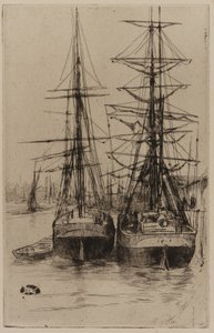 De två skeppen, 1875. av James Abbott McNeill Whistler