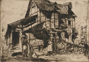 Den osäkra hyresgården. En av de tolv etsningarna från naturen. Den franska uppsättningen, 1858. av James Abbott McNeill Whistler