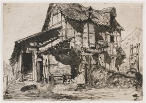 Den osäkra hyresgården. En av de tolv etsningarna från naturen The French Set, 1858. av James Abbott McNeill Whistler