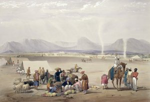 Staden Candahar, från "Sketches in Afghaunistan", graverad av Charles Haghe (1810-88) och Louis Haghe (1806-85), utgiven av Henry Graves, 1842.
