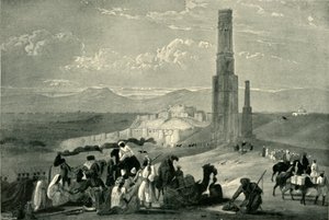 Fästningen och citadellet i Ghazni och de två minarerna, c1840, 1901.