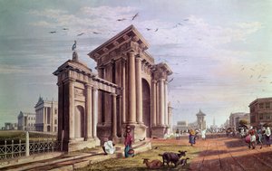 Court House Street, Calcutta, graverad av Robert Havell, pub. 1824