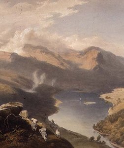 Grasmere från Langdale Fell, detalj av sjön, från "The English Lake District", 1853 av James Baker Pyne