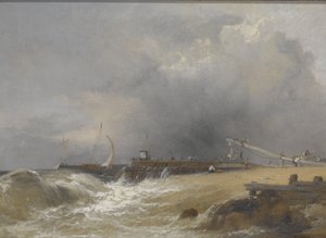 Littlehampton Pier på Sussex Coast, ca 1842 (olja på duk) av James Baker Pyne