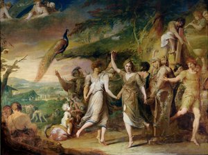 A Grecian Harvest Home, or Thanksgiving to the Rural Deities, Ceres, Bacchus Sylvanus and Pan, andra i serien The Progress of Human Culture and Knowledge, c.1777-84 av James Barry