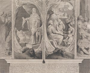 Hans Majestät som rekommenderar en lag (Designer för väggarna i det stora rummet i Society for the Encouragement of the Arts) av James Barry