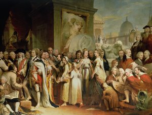 The Distribution of Premiers in the Society of Arts, femte i serien The Progress of Human Culture and Knowledge, c.1777-84 av James Barry