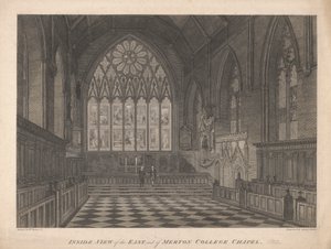 Inifrån utsikt över East End av Merton College Chapel av James Basire