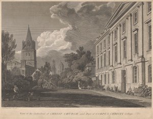 Utsikt över katedralen i Christ Church och en del av Corpus Christi College av James Basire
