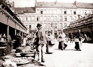 Marknadsstånd, Antwerpen, 1898. av James Batkin