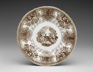 Tallrik, ca 1837-44 (transfertryckt lergods) av James Beech