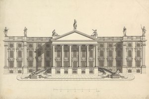 Färdig ritning av oidentifierad Palladian Mansion av James Bruce